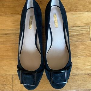Louise eat Cie black suede buckle low heels
